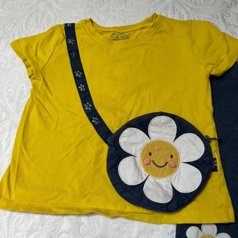 Next UK Smiley Face Daisy Purse Outfit Size 2/3